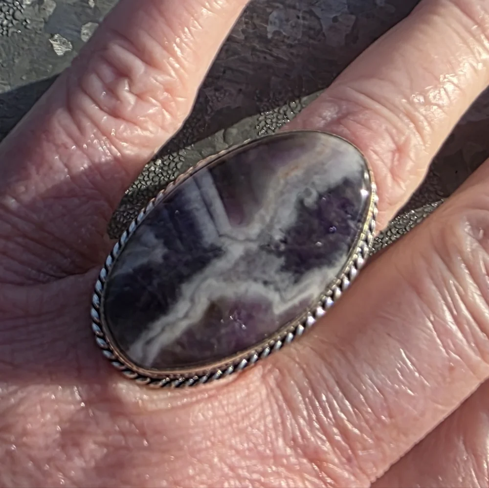 Natural Chevron Amethyst Gemstone Ring in 925 Sterling Silver (7)